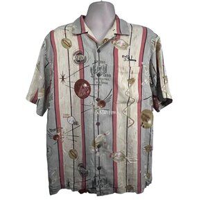 Tommy Bahama Retro Kitsche Silk Button Vintage Bowling Shirt Luau Lanes Medium